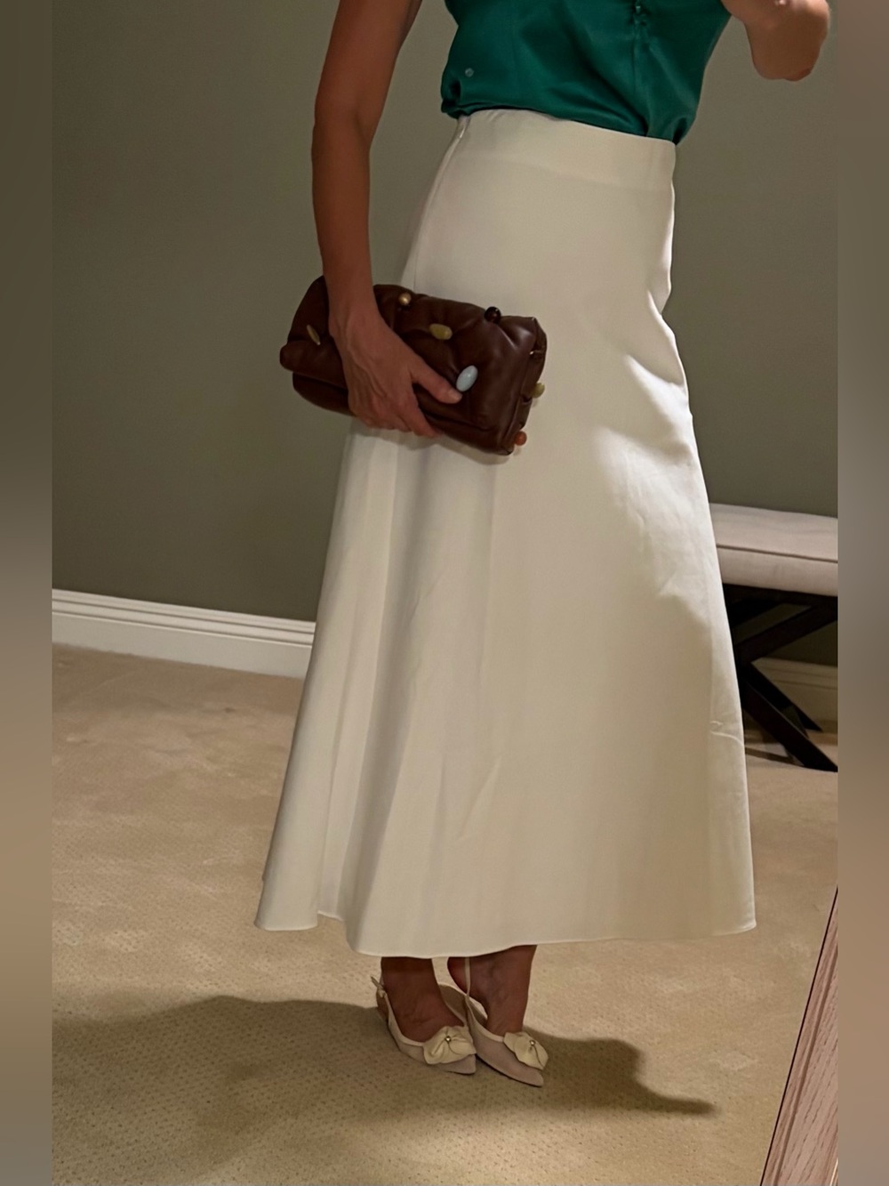 Endless Rose White A-Line 💯 cotton Midi Skirt 37” nwot